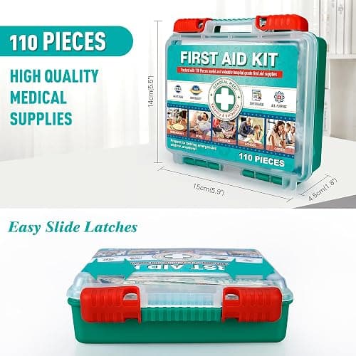 General Medi 110 Pieces Small First Aid Kit - HardCase First Aid Box - Contains Premium Medical Supplies for Travel, Home, Office, Vehicle, Camping, Workplace & Outdoor thumbnail 3