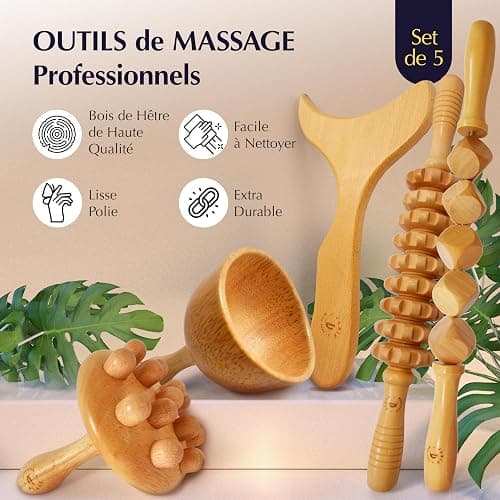 JARIS - Maderotherapie- Kit Professionnel Maderothérapie Corps | Abdomen et Cellulite | Kit Complet avec Instructions QR Écologiques | Maderothérapie pour Massages thumbnail 2