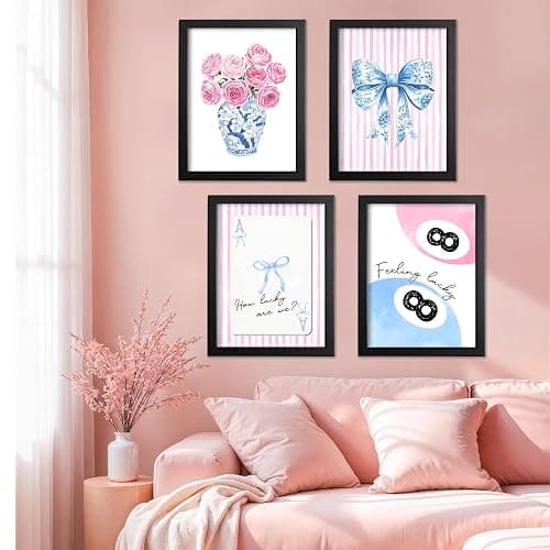 FUQWZ Pink Coquette Room Decor Set of 4 (12x16in, Unframed) - Pink and Blue Wall Art - Posters for Room Aesthetic (063-BIG) thumbnail 2