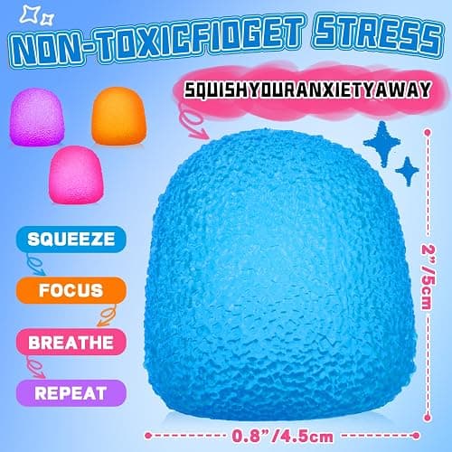 4Pcs Textured Stress Balls for Autism, Squishy Doh Fidget Toys, Sensory Squeeze Hand Exercise Stress Ball Toys for Adults & Kids, Relax, Anxiety, Fidget, Tension and Stress thumbnail 2
