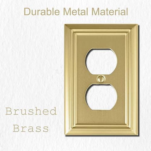 OKAWYC Single Duplex Outlet Light Switch Cover Adler Metal Wall Plate, 4-Pack Brushed Brass 1 Gang, for Receptacle Light Switch, Switch Cover Decorative Wallplate, Durable thumbnail 4