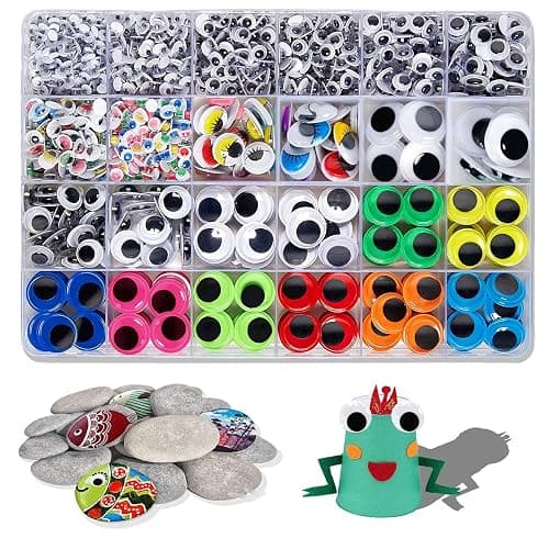 1700pcs Colored Wiggle Eyes Self-Adhesive Googly Eyes, 4mm~18mm - Image 1