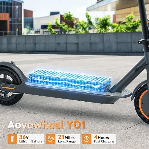 Aovowheel Electric Scooter for Adults, Folding E Scooter with 350W/500W Motor 16/21 Mph Top Speed, Max 19-23 Miles Long Range, 8.5''/10'' Solid Tires Commuting Scooters with Dual Brakes System, APP thumbnail 3