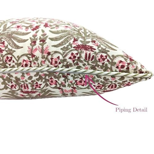 ATOSII Block Print Throw Pillow Covers, 20" X 20" - Set of 2, Decorative Couch Pillows for Living Room Bed Sofa, 100% Cotton Canvas Pillow Case for Home Decor & Outdoors, Preppy Throws - Nargis Pink thumbnail 3