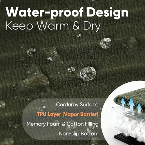 FUKUMARU Dog Couch Bed, Corduroy Cozy Cat Bed for Indoor Cats with Washable Cover, 28in Waterproof Orthopedic Dog Beds Sofa for Small Dogs and Large Cats, Cute Warm Cotton Pet Sofa, Green thumbnail 4