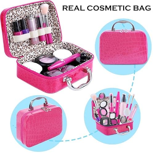 Tepsmigo Pretend Makeup Kit for Girls, Kids Pretend Play Makeup Set - with Cosmetic Bag for Birthday Christmas, Toy Makeup Set for Toddler, Little Girls Age 3+(Not Real Makeup) thumbnail 5