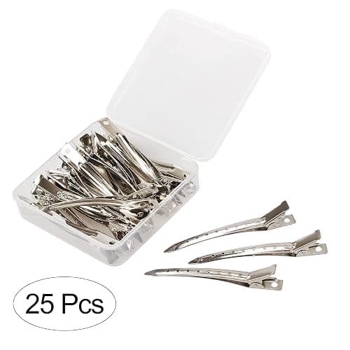 Beayuer 25 Pieces Duck Bill Hair Clips, 3.5 Inch Rustproof Metal Alligator Curl Clips with Holes for Hair Styling, Hair Coloring, Thick Hair Sectioning, Salon, Bows DIY, Silver (25 Pcs, 3.5in Silver) thumbnail 2