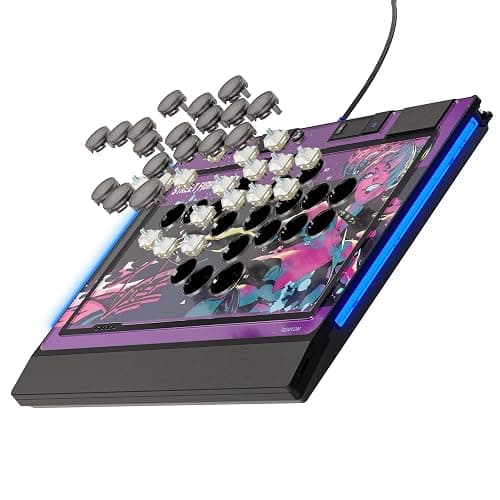 Qanba Sapphire S1 Street Fighter 6 Juri Edition Leverless Arcade Controller Joystick for PlayStation 5 and PlayStation 4 and PC (Fighting Stick) Officially Licensed Sony Product，Detachable Joystick，Tournament Grade for Fighting Games,18 Adjustable Buttons, Detachable Wrist Rest thumbnail 4