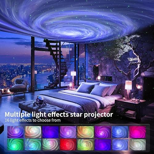 ENOKIK Galaxy Projector, Star Aurora Projector Built-in Bluetooth Speaker, Night Light for Kids Adults, White Noise Light for Home Decor/Relaxation/Party/Music/Gift (Black) thumbnail 2
