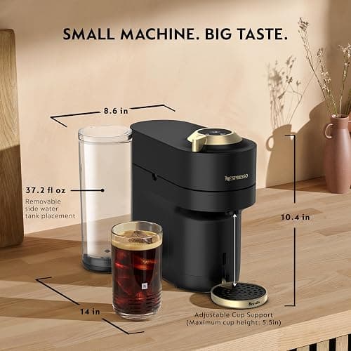Nespresso Festive Vertuo Pop+ Coffee and Espresso Maker by Breville, Matte Black Gold thumbnail 7