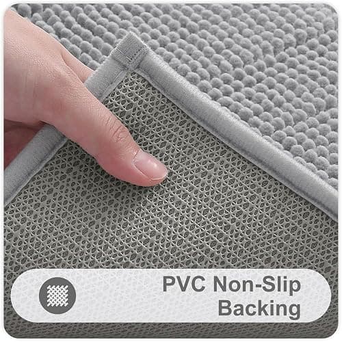Kitinjoy Non Slip Chenille Bath Mat, Extra Soft Bathroom Mat, Super Absorbent Fluffy Bath Mats for Bathroom, Machine-Washable Quick Dry Bath Rug Foot Mat, 16"x24", Grey thumbnail 6