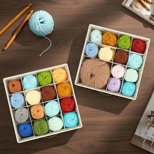 Temlum Yarn Storage Organizer with 3 Stackable Trays & Adjustable Dividers | Yarn Storage Container for Yarns, Crochet Hooks, Knitting Needles, Crochet Accessories thumbnail 4