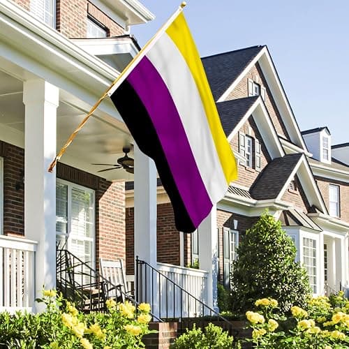 AhfuLife Non Binary Flag - 3x5 Ft Rainbow Pride Flag for Outside - Double Side with Brass Eyelets for Non Binary Party Decor, LGBT Pride Day Party Wedding Decorations thumbnail 2