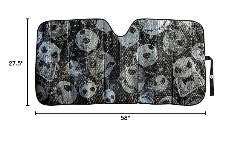 Plasticolor 003855R01 Nightmare Before Christmas Jack Skellington Face Logo Black Foil Finish Car Truck or SUV Front Windshield Sunshade thumbnail 5