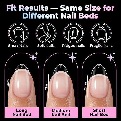 UNA GELLA Short Almond Gel Nail Tips 15 Sizes 300PCS Pre-Etched Soft Gel Clear Nail Tips Easy DIY Salon Short Almond Press On Nails Snug Fit Acrylic Fake Tips Extensions Long-Lasting Hold thumbnail 8