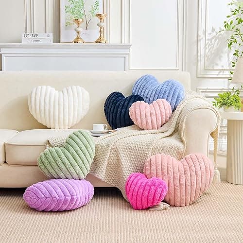 XVTRU Heart Pillows Heart Decorative Pillow Soft Fluffy Heart Shaped Dusty Pink Throw Pillows with Faux Rabbit Fur Aesthetic Room Decor Cute Small Pillow for Valentines Mother's Day thumbnail 5