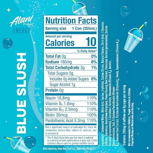 Alani Nu Blue Slush Sugar Free Energy Drink (Pack of 12) thumbnail 2