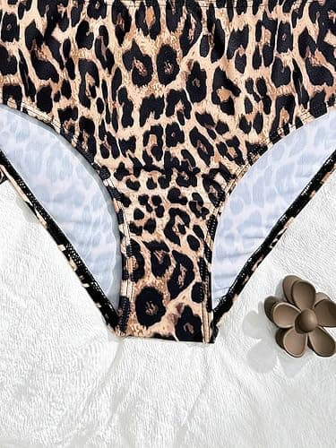 RoseSeek Girl's 3 Piece Swimsuits Floral High Waisted Bikini Bathing Suit with Mesh Coverups Skirt thumbnail 5