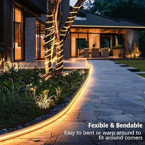 echosari Solar LED Strip Lights Outdoor, 5M 320 LED Lights Strip with Remote 8 Modes Solar Garden Lights Outdoor Waterproof Rope Light for Fence Porch Gazebo Trees Backyard Decor(Warm White) thumbnail 5