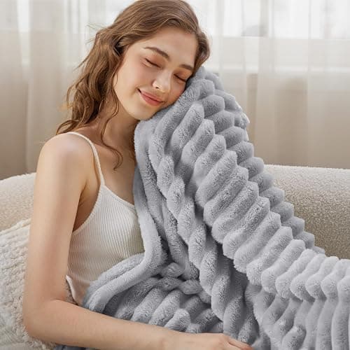 Bedsure GentleSoft Grey Throw Blanket for Couch - Cozy Soft Blankets for Women, Cute Small Fleece Throws for Girls, Light Grey, 50x60 Inches thumbnail 4