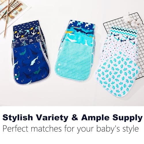 Benoxine Baby Burp Cloths & Baby Bibs 2-in-1 Design Large Size 3 Layers Thicken Cotton Super Absorbent and Soft Baby Spit Up Burping Rags Baby Burp Cloth Set for Boys and Girls Solid 12 Pack thumbnail 7