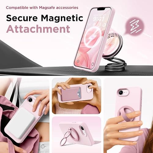 GolbinBox Magnetic for iPhone 17e Case & iPhone 16e Case, Compatible with MagSafe, [Soft Anti-Scratch Microfiber Lining], Slim Liquid Silicone Shockproof Protective Phone Case 6.1 inch, Chalk Pink thumbnail 4