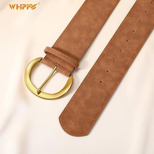 WHIPPY Women’s Wide Leather Belt for Dresses Fashion Casual Laides Thick Suede Belt with Gold Buckle thumbnail 7