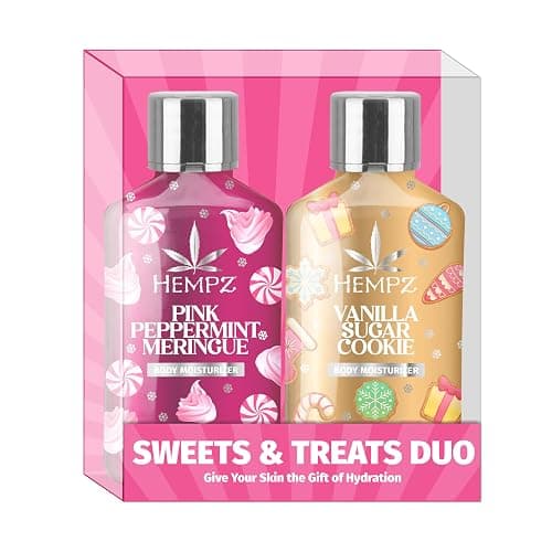 Hempz Holiday Mini Lotion Gift Set, Pink Peppermint & Frosted Vanilla Sugar Cookie Moisturizer, Sweets & Treats Duo, 2.25 oz - Image 1
