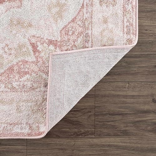 BoutiqueRugs Blush & Light Pink Collection Kandos Bohemian Oriental Medallion Area Rug - Traditional Floral Carpet for Living Room, Bedroom - Blush, Dusty Pink, Cream - 3'11" x 5'7" thumbnail 8