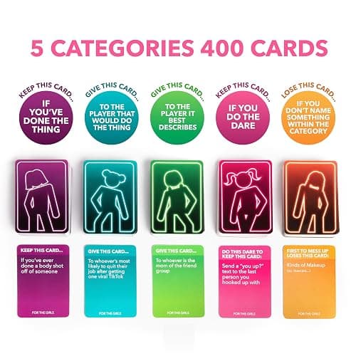 For The Girls Card Game by Relatable, The Viral Girls Night Adult Party Game, Great for Bachelorette Party Games, Girls Weekends and Fun Girls Trips, Includes a die, and 400 Cards Across 5 Categories thumbnail 4
