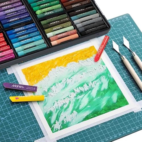 Marie's 48 Colors Oil Pastels with 4 Bonus White Pencils in Tin Box,Vibrant Colors for Smooth Blending & Layering, Oil Pastels for Artists, Students, Teachers & Beginners (10x70mm) thumbnail 7