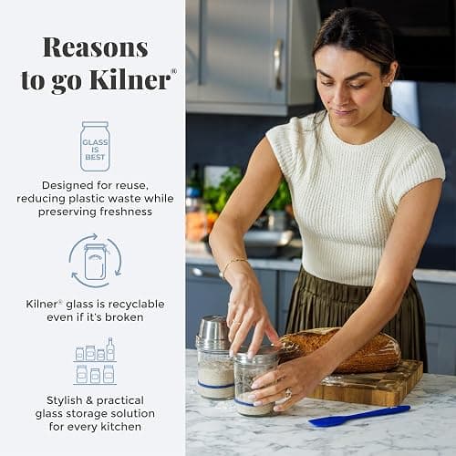 Kilner Sourdough Starter Set with 2 Glass Jars Measuring Lid Spatula and Recipe Booklet Perfect for Homemade Sourdough Bread, Pancakes, Pizza and Naan thumbnail 8