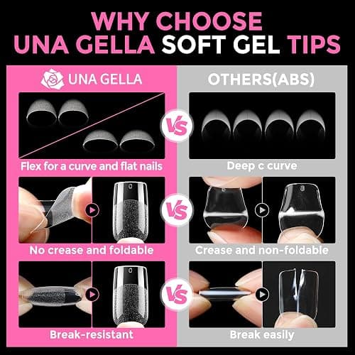 UNA GELLA Short Square Gel Nail Tips 216pcs Short Square Press on Nails Pre-shape Fake Nails for Full Cover Acrylic Nails False Nails For Nail Extension Home DIY Nail Salon 12 Sizes Gelly Tips thumbnail 6