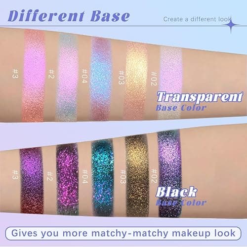 HOSAILY Holographic Duochrome Purple Blue Eyeshadow&Highlighter Palette, Color Shift Glitter Iridescent Cream Highlighter, Smooth Long Lasting Sparkling Eyeshadow Mermaid Facial Illuminator Makeup#04 thumbnail 7
