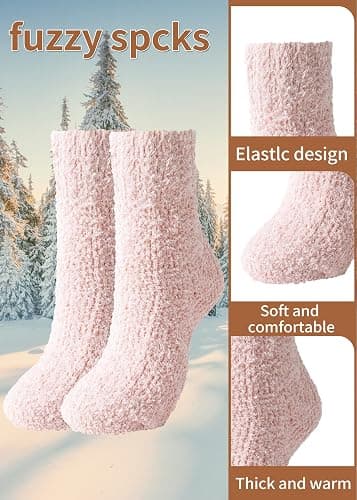 Runyizhenzhi Warm & Cozy Gifts for Women, Fluffy Fuzzy Sock, Plush Sleeping Slipper Socks - Soft Warm Fabric thumbnail 3