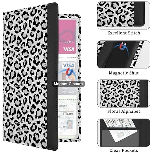 Kakurookie Car Registration and Insurance Holder, with Magnetic Closure for License, Cards and Documents, All Vehicle Needs and Car Accessories (Leopard-White) thumbnail 6
