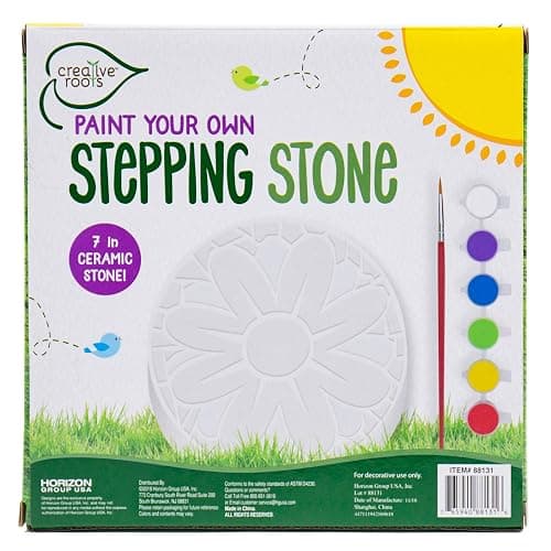 Creative Roots Mosaic Flower Garden Stepping Stone Kit, Includes 7-Inch Ceramic Stone & 6 Vibrant Paints, DIY Stepping Stone Kit for Kids Ages 6+ thumbnail 8