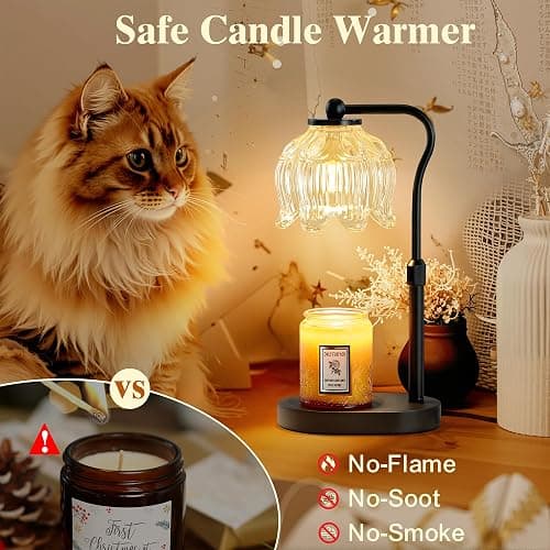 CASTLELIFE Candle Warmer Lamp with Timer & Stepless Dimming, Height Adjustable Electric Wax Warmer for Jar Candles, Flower Wax Melter with Wood Base, Gifts for Women Home Decor, Black Wood thumbnail 4