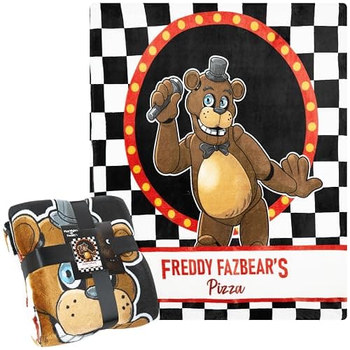 Get Trend Five Nights at Freddy’s Fleece Throw Blanket, Soft Cozy 59 x 51 Inch, Gaming Bedding Couch Bed Sofa Decor, FNAF Gifts for Gamers (Black FNF) - Image 1