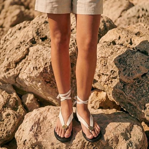 Molozoey Strap Flip Flop Flat Sandals for Women with Metal Circular Ankle Strappy Ladies Fashion Cute Summer Thong Sandals Dressy. thumbnail 3