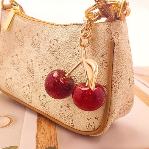 Nalefow 3PCS Vintage Pearl Bag Extender Chain Purse Strap Extenders Sweet Cherry Bag Charm Keychain Purse Handbags thumbnail 4