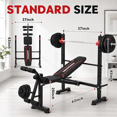 MAIDOMA Foldable 1500LBS Capacity 8 IN 1 Weight Bench Set with Leg Extension/Squat Rack/Preacher Curl, Adjustable Bench Press for Home Gym Full Body Workout (US Stock) thumbnail 6