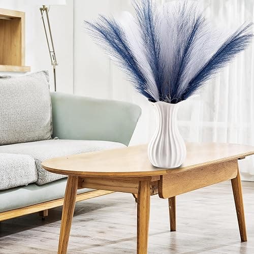 Acfruits 30PCS Blue and White Faux Pampas Grass 17" for Vase Filler Decor | Fluffy Artificial Pampas Grass, Blue and White Feather Pampas, Pompas Grass, Flower Arrangement and Vase Filler thumbnail 2