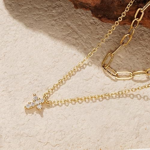 Turandoss Gold Cross Necklace for Women - Dainty 14K Gold Plated Cross Necklace Layered Beaded Infinity CZ Holy Mary Medal Pendant Necklaces for Women Trendy Faith Jewelry First Communion Gifts thumbnail 6