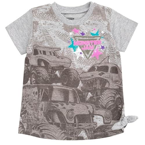 Monster Jam Girls 2 Pack T-Shirts Toddler to Big Kid Grave Digger El Toro Loco Whiplash Monster Mutt Dalmatian Megalodon thumbnail 4
