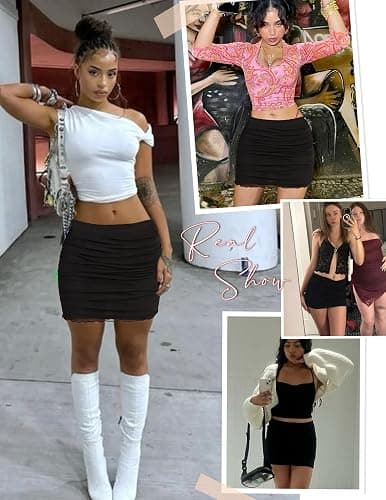 Avidlove Women Sexy Skirt Ruched Bodycon Double Layer Club Skirts Lettuce Trim Skirts Office Mini Skirt thumbnail 6