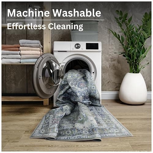 Bloom Rugs Washable Non-Slip 9' x 12' Rug - Green/Blue Traditional Medallion Area Rug for Living Room, Bedroom, Dining Room, and Kitchen - Exact Size: 9' x 12' thumbnail 9