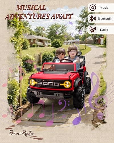 First Ride On Ford Bronco 24V Ride on Toys for Boys & Girls, 2 Seater Kids Electric Car with Remote Control, Kids Ride on Truck with 4 Wheels Suspension, Led Lights, Safety Belt (24V, Red) thumbnail 6
