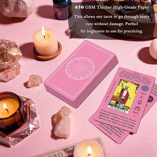 Smoostart Tarot Cards for Beginners with Meanings on Cards - Includes Premium Velvet Storage Bag & Guide Book - 450GSM Thicker thumbnail 4