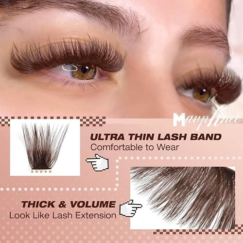 Mavphnee Brown Lash Clusters D-Curly Cluster Eyelash Extensions 14-20MM Mega Volume Lash Extensions Clusters Long Cluster Lashes Dark Brown Natural Individual Lashes (192 Pcs, 120D+150D) thumbnail 4